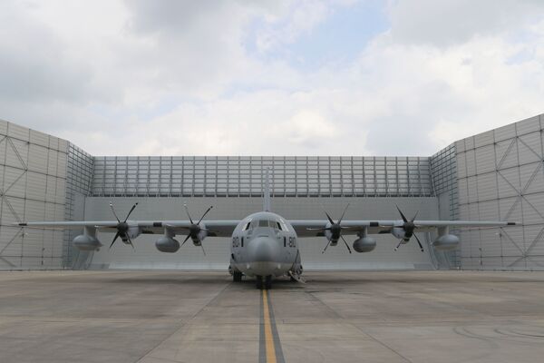 The first USMC KC-130J to be put through regular depot maintenance at Marshall Aerospace and Defence Group's UK facility was returned to the United States on 5 July. (Marshall Aerospace and Defence Group)