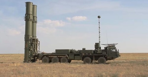 A screengrab from footage released by the Russian MoD on 20 July showing the S-500 air defence system conducting a test launch at the Kapustin Yar training ground about 100 km east of Volgograd.