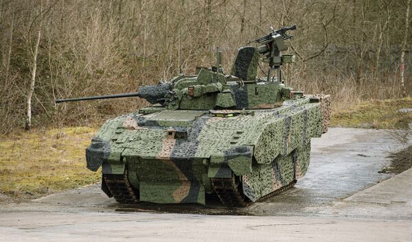 General Dynamics UK AJAX tracked reconnaissance vehicle for the British Army.  (Crown Copyright)