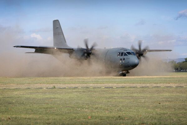 The RAAF's 10th and final C-27J Spartan aircraft landing on a grass airstrip at RAAF Base Richmond. The service has redefined the role of its 10 C-27Js, designating them as primarily meant for use in HADR operations. (Commonwealth of Australia)