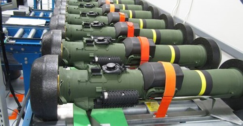 FGM-148F launch tube assemblies on the production line.