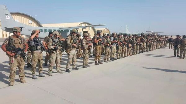 Afghan special forces after arriving in Herat on 1 August to help defend the western Afghan city from Taliban attacks. (Afghan Ministry of Defense)