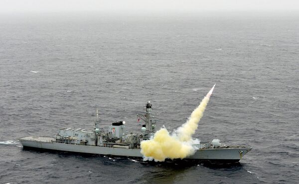 
        HMS 
        Montrose
         fires a Harpoon Block1C anti-ship missile. The MoD has still yet to start the competition for an Interim Surface-to-Surface Weapon to succeed Harpoon.  
       (Royal Navy/Crown Copyright)