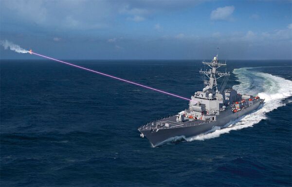 An artist's rendering of Lockheed Martin's HELIOS system: one of several first-generation HEL weapons being introduced by the US Navy into frontline service.  (Lockheed Martin)