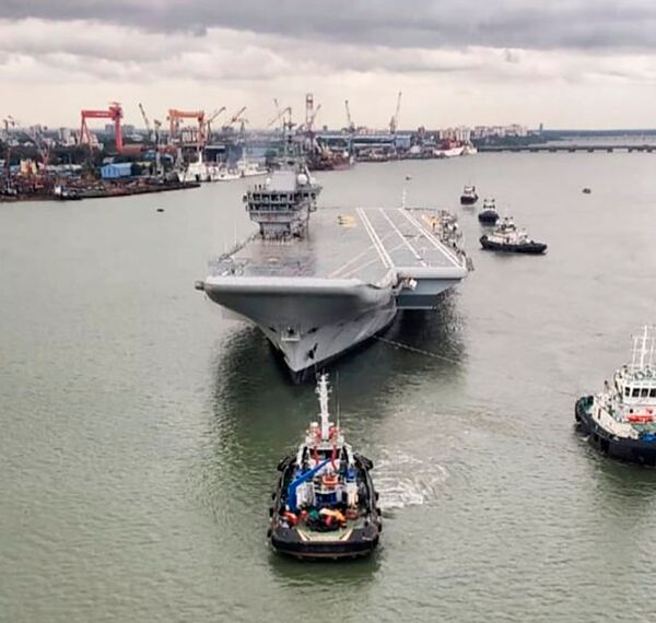 
        The Indian Navy's future aircraft carrier, 
        Vikrant
        , left the southwestern port of Kochi on 4 August to embark on its maiden sea trials.
       (Indian Navy )