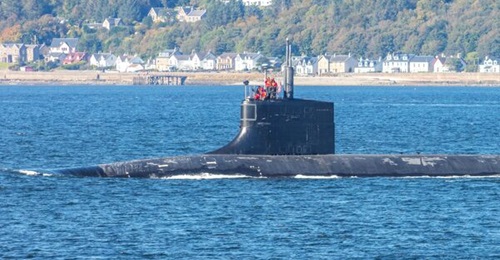 USS 
        
         is pictured visiting Royal Navy base Clyde (Faslane) in Scotland in September 2020.