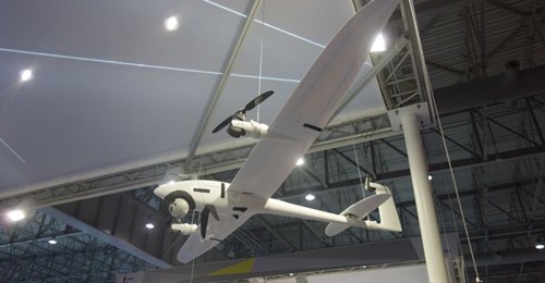 Quantum-Systems Vector fixed-wing eVTOL UAV exhibited at Dubai Airshow 2021.