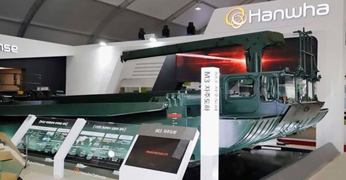 An M3 amphibious rig displayed by Hanwha Defense during the ADEX 2019 defence exhibition. On 13 August 2021 the company secured a KRW500 billion contract to lead a project aimed at developing and producing a localised version of the M3 to meet a RoKA r...