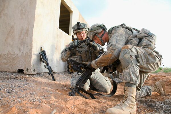 US Army soldiers conduct ground operations during field exercises for the Integrated Tactical Network.  (US Army )