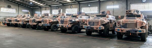 Eight of the Ara 2 MRAPs that Nigeria's Proforce delivered to Chad in May. (Proforce)