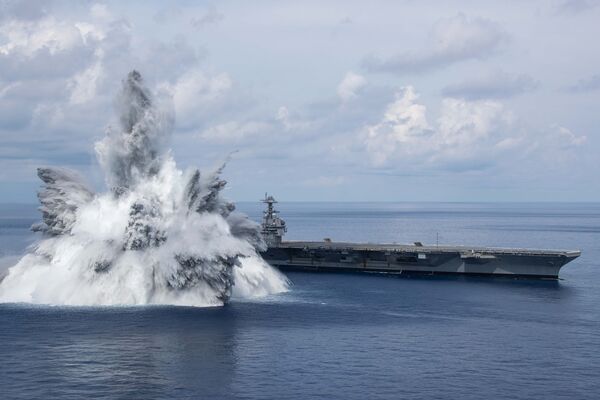 USS Gerald R Ford completed its third shock trial in early August. (US Navy)