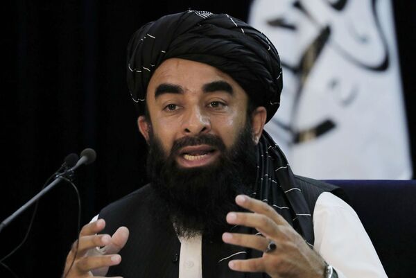 Taliban spokesperson Zabihullah Mujahid holding a press conference in Kabul on 6 September. The Taliban have claimed to be in complete control of Afghanistan after capturing northeastern Panjshir: the last province in the country held by anti-Taliban forces. (Haroon Sabawoon/Anadolu Agency via Getty Images)