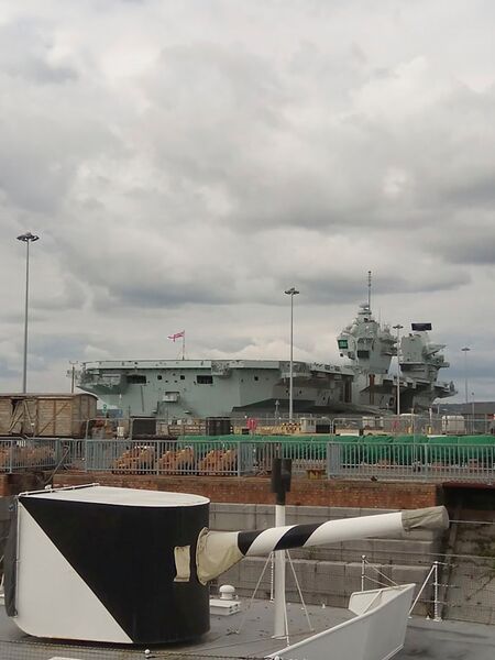 
        HMS 
        Prince of Wales
         in Portsmouth on 28 August, eight days before it sortied for its first longer period of time training with F-35B fighters.
       (Janes/Nicholas Fiorenza)
