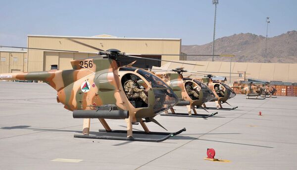 Washington is to transfer to the UAE some of the work needed to support the Afghanistan fleet of MD 530F helicopters. This is part of a wider move to provide ‘over-the-horizon' support to Kabul once US troops leave later in the year.  (438th Air Expeditionary Wing)
