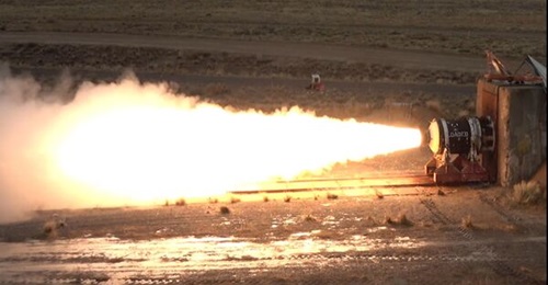 Aerojet Rocketdyne tests a solid rocket motor it developed for the US Air Force Research Laboratory.