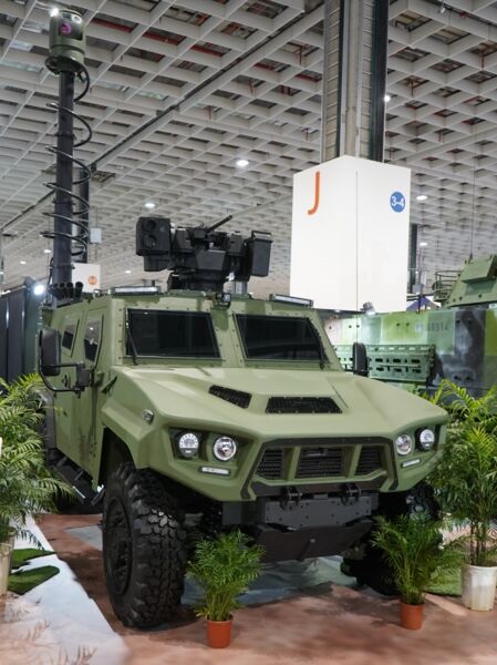 The Scout Vehicle, pictured above from TADTE 2023, weighs 7.5 tonnes in its combat form and has a maximum range of 500 km.