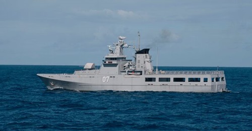 The Royal Brunei Navy Darussalam-class offshore patrol vessel, KDB 
        
        , one of three visiting vessels taking part in the inaugural ASEAN multilateral naval exercise, which is being hosted by Indonesia.