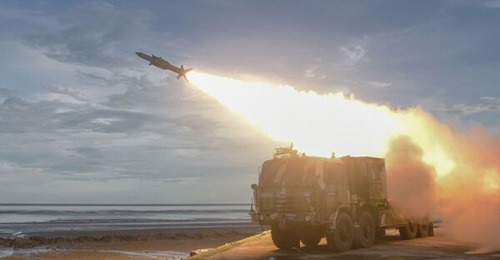 An Akash Prime missile seen here in a test firing at the DRDO's integrated test range in Odisha on 27 September 2021.