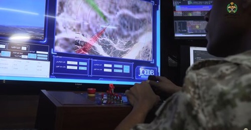 A still from the JAF's coverage of Exercise 'Decisive Response' shows a soldier operating a JODDB counter-UAV jamming system.