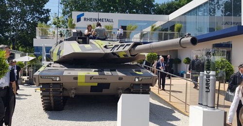 Rheinmetall CEO Armin Papperger has spoken of setting up a plant in Ukraine to produce the KF51 Panther tank, shown at Eurosatory 2022.