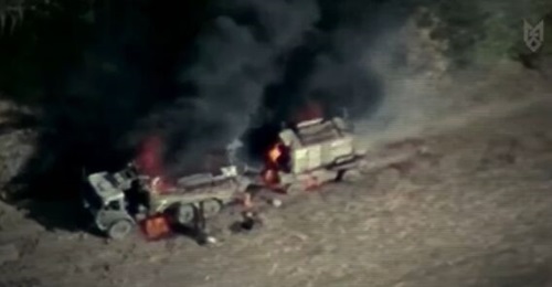 A screengrab of a video posted in October by the Special Operations Forces (SOF) of the Armed Forces of Ukraine shows the destroyed Russian R-330ZH Zhitel Automated Jamming Station.