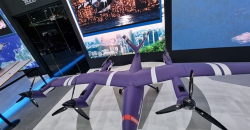 A 1:4 scale prototype of the AAV by KAI is displayed at ADEX 2023.