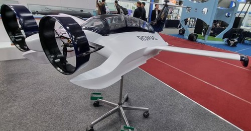 Romas Industries displayed a model of its Jangvogo JV-1 WIG aircraft at ADEX 2023.