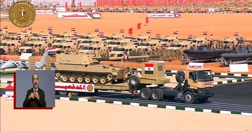 A still shows a K9 howitzer during President Abdel Fattah el-Sisi's inspection of the 4th Armoured Division.