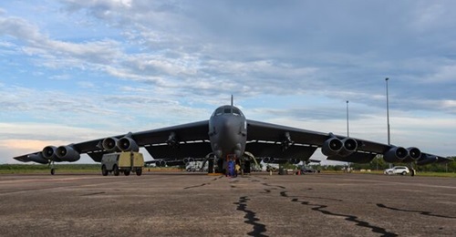 RAAF Base Darwin often hosts US and allied aircraft as part of Enhanced Air Cooperation or for bilateral training exercises. This November 2018 photo shows a US Air Force Boeing B-52H Stratofortress of the 96th Expeditionary Bomb Squadron.
