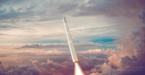 An artist's portrayal of the Northrop Grumman LGM-35A Sentinel intercontinental ballistic missile.