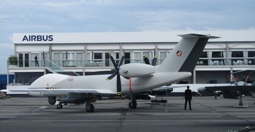 A mock-up of the Eurodrone displayed at the Paris Air Show 2023. Japan has now joined the programme as an observer.