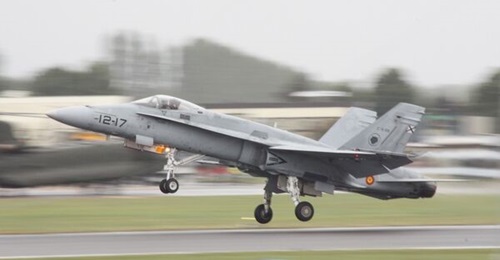 Spain is buying extended-range AMRAAM missiles to equip Eurofighter and Hornet (pictured) fighters, as well as its ground-based NASAMS air defence.