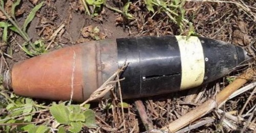 The 120 mm guided mortar round that was recovered in North Kivu province in the DRC in June 2023.