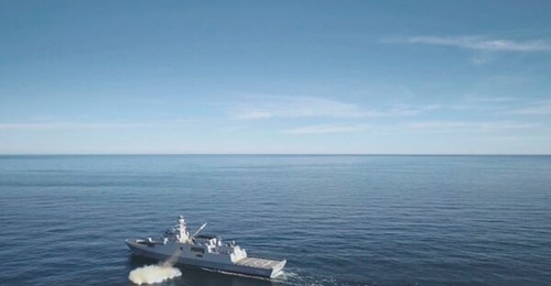 The Turkish Navy's Ada-class corvette TCG 
        
         (F-514) test-fires an Atmaca anti-ship missile in the Black Sea in early November 2019.
