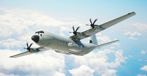 An artist's impression of the Lockheed Martin C-130J Hercules in Swedish markings.