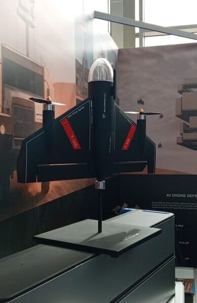 Tron Future Tech displays its C-UAS' new hard-kill component called T.Interceptor at the World Defense Show 2024 in Riyadh.