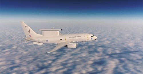 Artist's impression of the Boeing E-7/E-7A Wedgetail in UK Royal Air Force colours. The USAF's E-7 version is largely based off the UK's version.