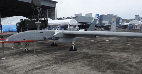 A Republic of Singapore Air Force Heron 1 UAV, seen at Paya Lebar Air Base in September 2023.