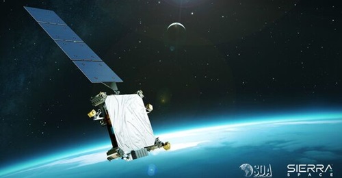 An artist's rendition of Sierra Space's T2TL low Earth orbit satellite prototype for the PWSA.