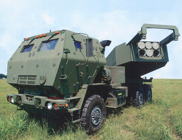 Latest version of HIMARS on a 6×6 FMTV chassis with a protected cab and a launcher with a pod of six rockets traversed to the left. Taiwan's MND recently signed a contract with the US for the purchase of what are believed to be M142 launchers and Harpoon Coastal Defense Systems. (Lockheed Martin Missiles and Fire Control)