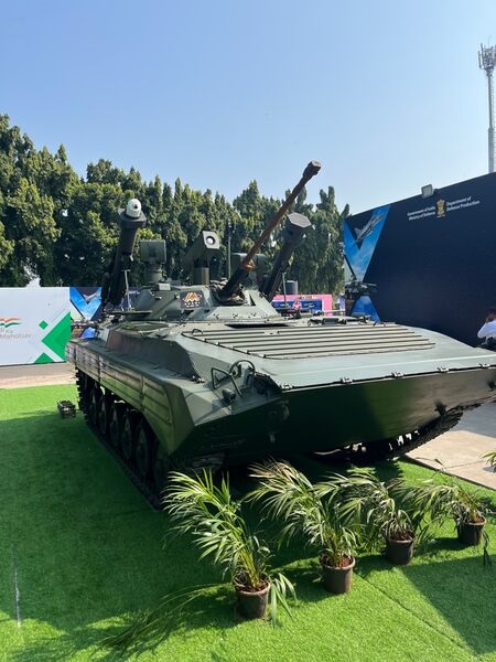 The BMP-2M IFV - pictured above from India's DefExpo 2022 held in Gujarat - is a BMP-2 featuring armament upgrades.