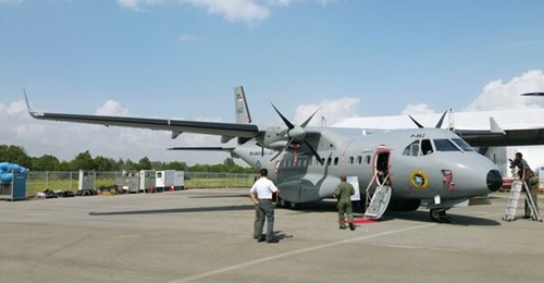 A CN-235 MPA of the Indonesian Navy at the Singapore Airshow 2016.