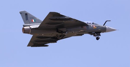 The first production Tejas Mk 1A takes off from the HAL airport in Bangalore on 28 March 2024.