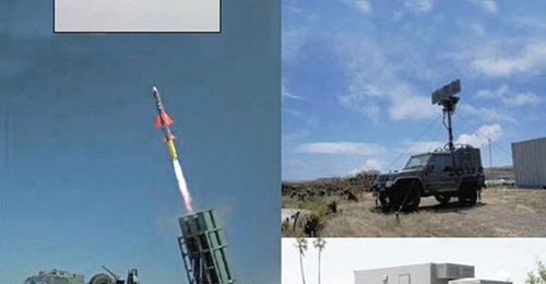 The Type 12 SSM is pictured (left), being launched from a transporter-erector-launcher vehicle. Images on the right show the system's sensor and control station.