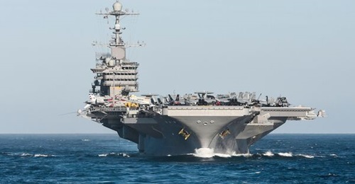 Dry dock work has been completed for the mid-life overhaul of aircraft carrier USS 
        
        .