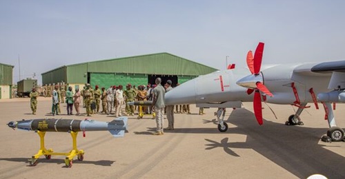 One of Burkina Faso's Bayraktar Akincis at the new UAV base, south of Ouagadougou.