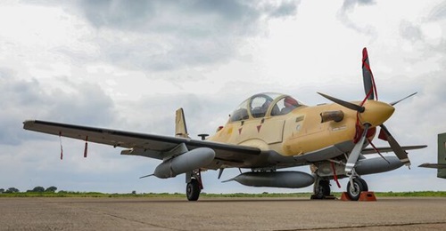 A Nigerian A-29 Super Tucano is pictured here. Embraer Defence CEO Bosco da Costa sees potential for up to 450 Super Tucanos over 20 years, including from Africa.