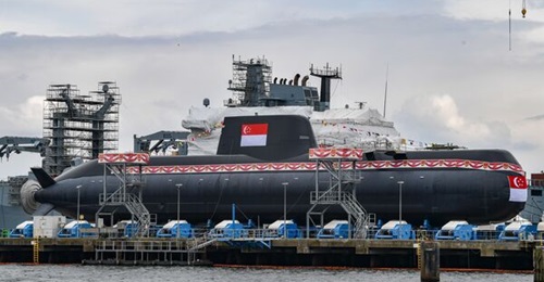 Singapore's fourth Type 218SG submarine, seen here before its launch ceremony on 22 April 2024.