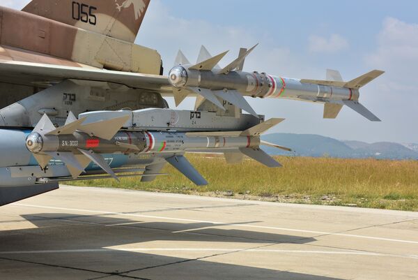 The Python-5 air-to-air missile mounted on the external stores of an Israel Air Force F-16I multirole combat aircraft. (Rafael Advanced Defense Systems)