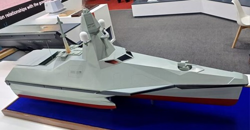 The Poly Technologies A2000 attack USV on display at DSA 2024.